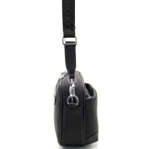 Черна дамска чанта Silver & Polo – кожена кросбоди чанта с регулируема презрамка