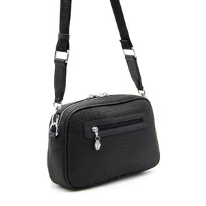 Черна дамска чанта Silver & Polo – кожена кросбоди чанта с регулируема презрамка