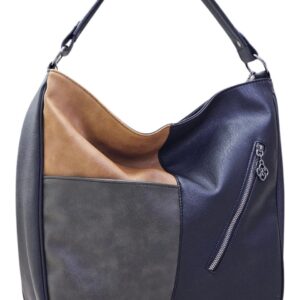 Дамска чанта Vedis от еко кожа в сиво, карамел и черно, българско производство