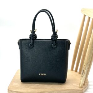 Дамска чанта Vshine 3098 черна – елегантна чанта с къси дръжки и дълга презрамка
