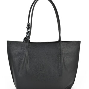 Чанта vshine 3093 2 Черна дамска чанта тип тоут с декоративен шал и дълги дръжки