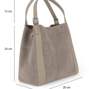 Дамска чанта от естествена кожа – цвят визон, елегантен модел през рамо Дамска чанта от естествена кожа цвят визон, модел за носене през рамо с дълга презрамка