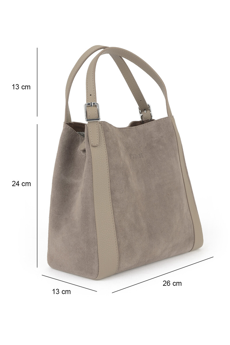 Дамска чанта от естествена кожа – цвят визон, елегантен модел през рамо Дамска чанта от естествена кожа цвят визон, модел за носене през рамо с дълга презрамка