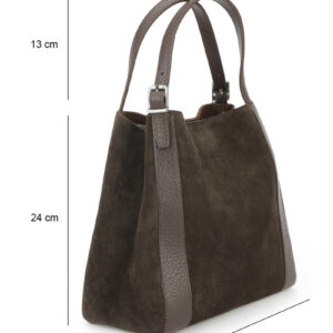 Дамска чанта от естествена кожа – тъмнокафява, елегантен модел през рамо Дамска чанта от естествена кожа тъмнокафява, модел за носене през рамо с дълга презрамка