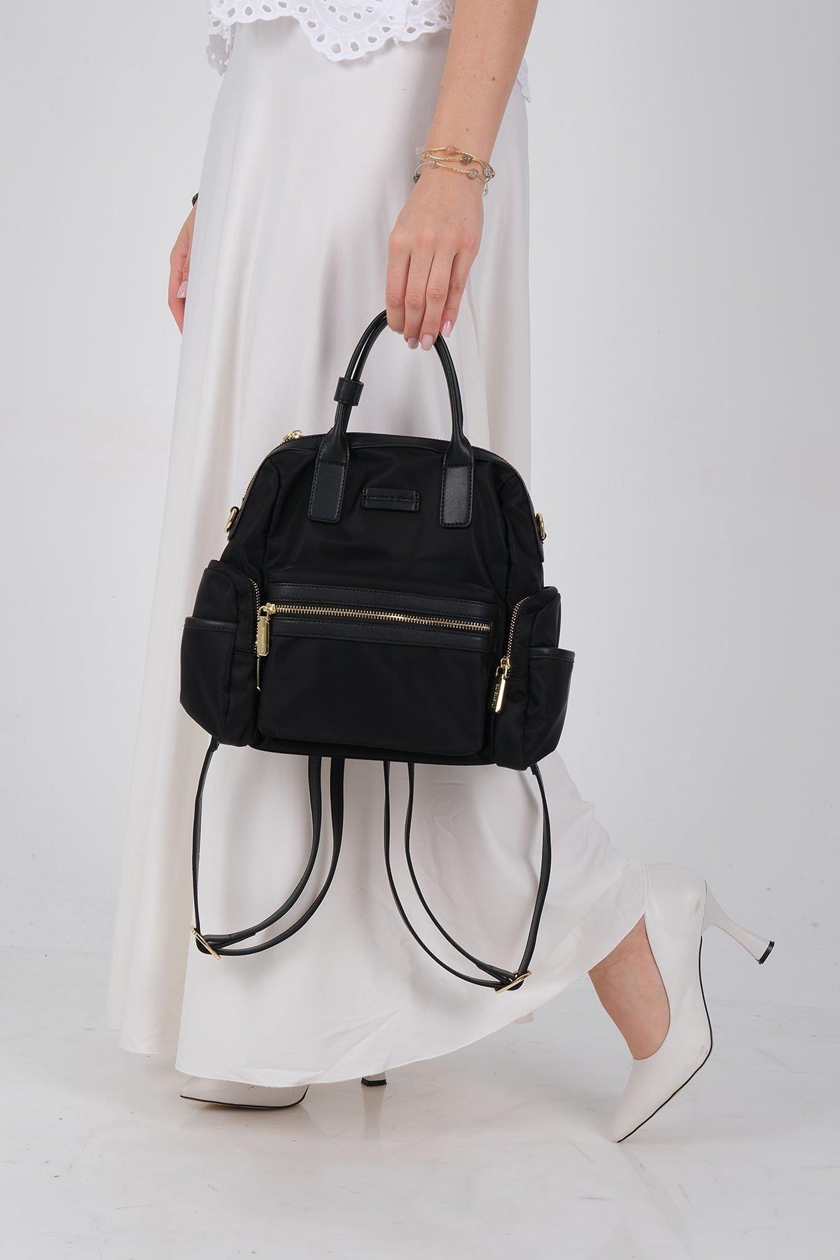 SP1211 Kadın Sırt Çantası Siyah 1 Черна дамска раница Silver&Polo – елегантна ежедневна раница с цип