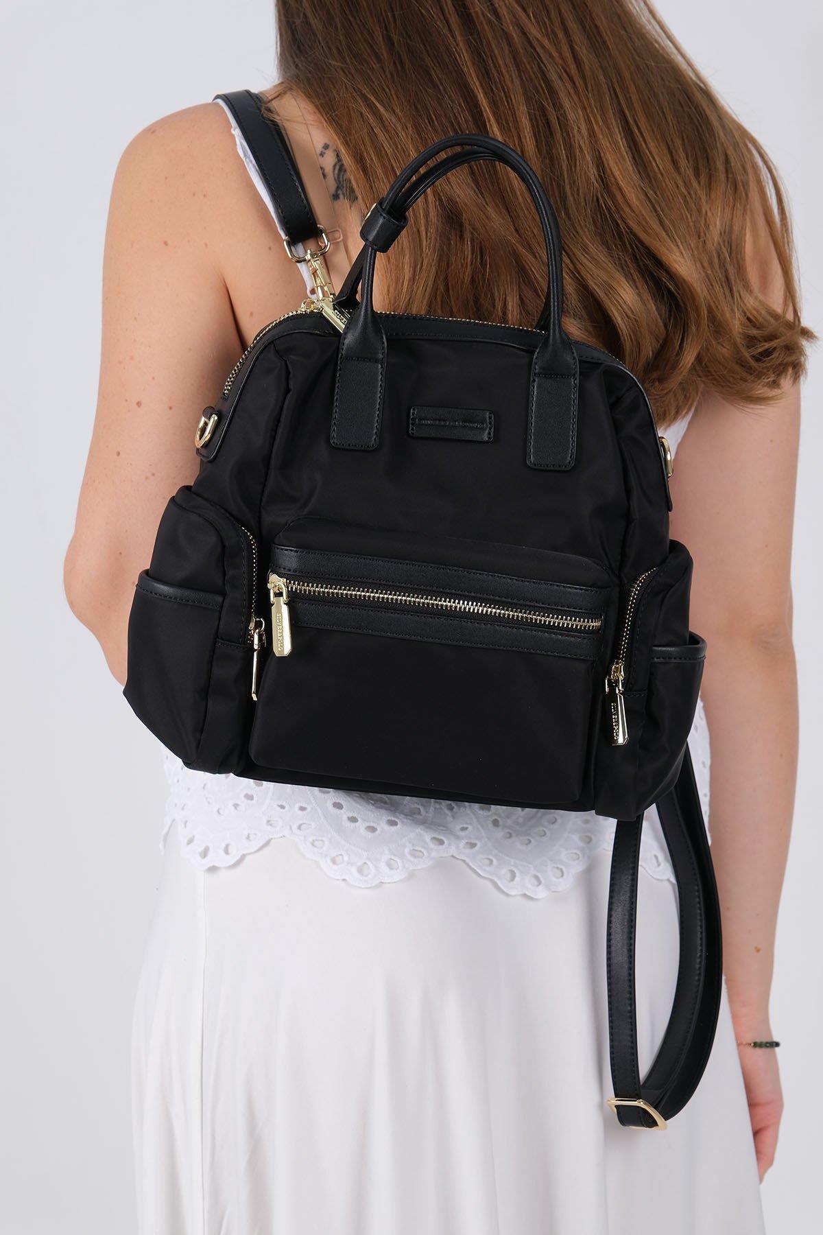 SP1211 Kadın Sırt Çantası Siyah 2 Черна дамска раница Silver&Polo – елегантна ежедневна раница с цип