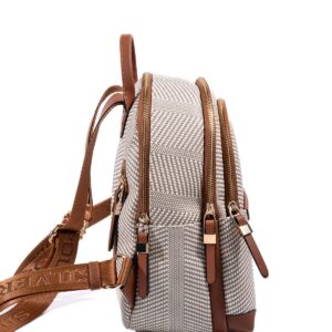 Дамска раница от хасир в бежов цвят с таба кожени детайли