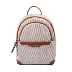Дамска раница от хасир в бежов цвят с таба кожени детайли