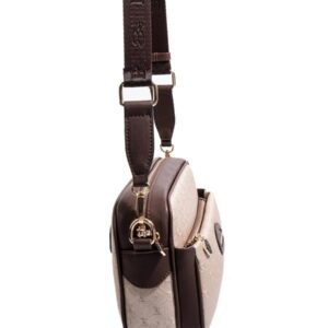 SP1267 Kadın Çapraz Çanta Logolu Nut-Kahve 2 Silver&Polo SP1267 дамска златиста чанта през рамо crossbody с регулируема презрамка