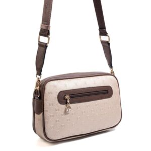 SP1267 Kadın Çapraz Çanta Logolu Nut-Kahve 3 Silver&Polo SP1267 дамска златиста чанта през рамо crossbody с регулируема презрамка