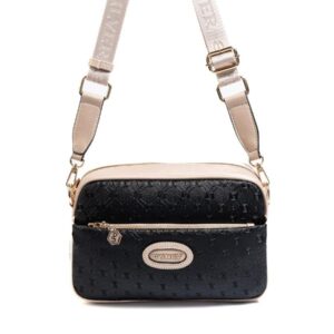 Silver&Polo SP1267 дамска черна чанта през рамо crossbody с лого и регулируема презрамка