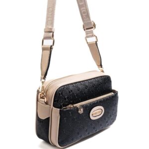 Silver&Polo SP1267 дамска черна чанта през рамо crossbody с лого и регулируема презрамка