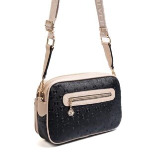 Silver&Polo SP1267 дамска черна чанта през рамо crossbody с лого и регулируема презрамка