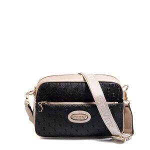 Silver&Polo SP1267 дамска черна чанта през рамо crossbody с лого и регулируема презрамка