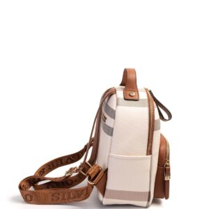 Silver & Polo Krem - Taba SP1130 Kadın Sırt Çantası 2 Дамска раница Silver & Polo кремава с кафяви детайли – елегантна ежедневна раница