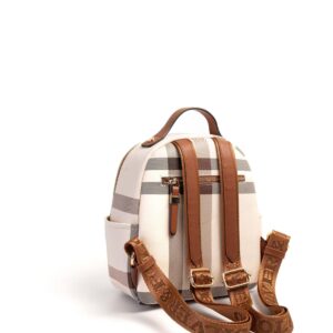 Silver & Polo Krem - Taba SP1130 Kadın Sırt Çantası 3 Дамска раница Silver & Polo кремава с кафяви детайли – елегантна ежедневна раница