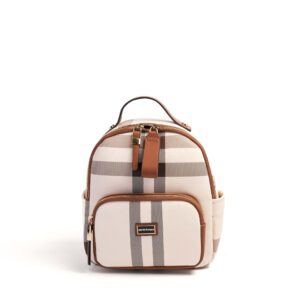 Дамска раница Silver & Polo кремава с кафяви детайли – елегантна ежедневна раница