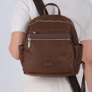 Дамска раница Silver & Polo тъмно кафява – елегантна градска раница с ципове и регулируеми презрамки