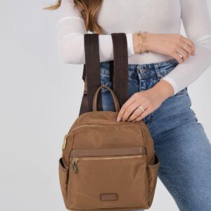 Дамска раница Silver & Polo тютюнев цвят – елегантна градска раница с ципове и регулируеми презрамки