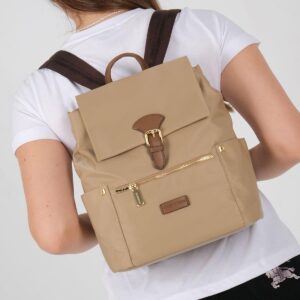 Дамска раница Silver & Polo SP1210 визон camel от еко кожа с преден джоб и златисти ципове