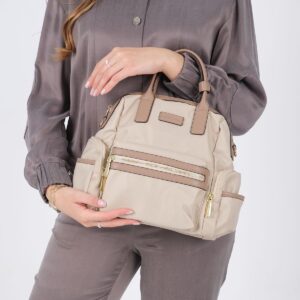 Дамска раница Silver & Polo SP1211 пясъчно бежово от тъкан сатен с регулируеми презрамки