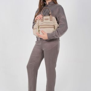 Дамска раница Silver & Polo SP1211 пясъчно бежово от тъкан сатен с регулируеми презрамки