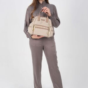 Дамска раница Silver & Polo SP1211 пясъчно бежово от тъкан сатен с регулируеми презрамки