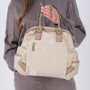 Дамска раница Silver & Polo SP1211 пясъчно бежово от тъкан сатен с регулируеми презрамки