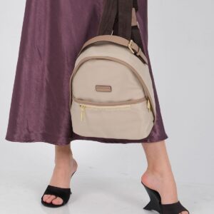 Дамска раница Silver & Polo SP1212 Bej Kum – стилна малка раница с преден джоб и цип за ежедневие