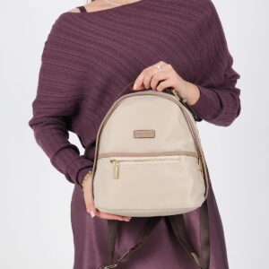 Дамска раница Silver & Polo SP1212 Bej Kum – стилна малка раница с преден джоб и цип за ежедневие