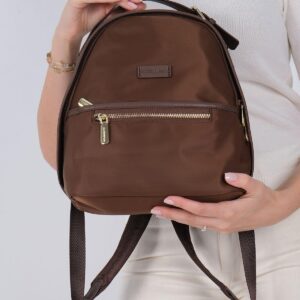 Дамска раница Silver & Polo SP1212 тъмно кафява – стилна малка раница с преден джоб и цип за ежедневие