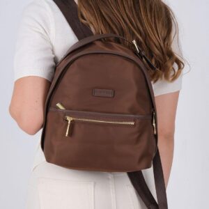 Дамска раница Silver & Polo SP1212 тъмно кафява – стилна малка раница с преден джоб и цип за ежедневие
