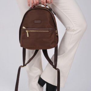 Дамска раница Silver & Polo SP1212 тъмно кафява – стилна малка раница с преден джоб и цип за ежедневие