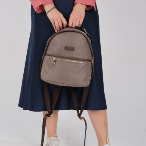 Дамска раница Silver & Polo SP1212 Kum Kahve – стилна малка раница с преден джоб и цип за ежедневие