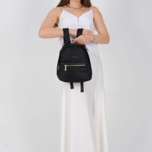 Дамска раница Silver & Polo SP1212 черна – стилна малка раница с преден джоб и цип, подходяща за ежедневие