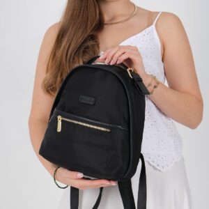 Дамска раница Silver & Polo SP1212 черна – стилна малка раница с преден джоб и цип, подходяща за ежедневие