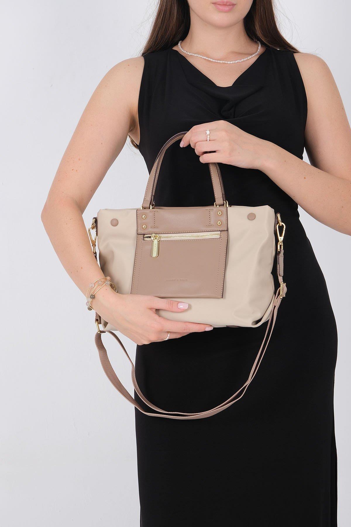 Silver & Polo SP1213 Kadın El Çantası Bej-Kum 1 Дамска чанта Silver Polo SP1213 бежова – елегантна ежедневна чанта с цип