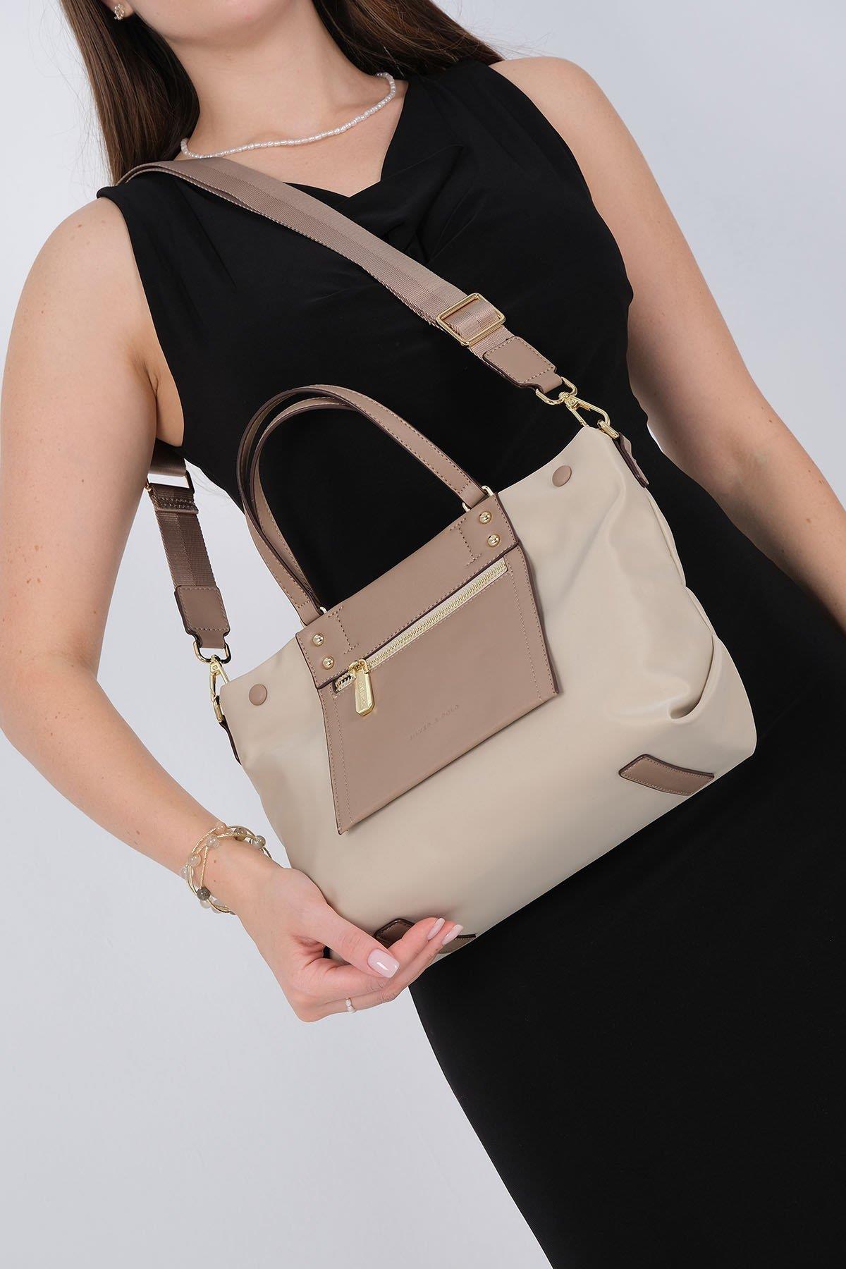 Silver & Polo SP1213 Kadın El Çantası Bej-Kum 3 Дамска чанта Silver Polo SP1213 бежова – елегантна ежедневна чанта с цип