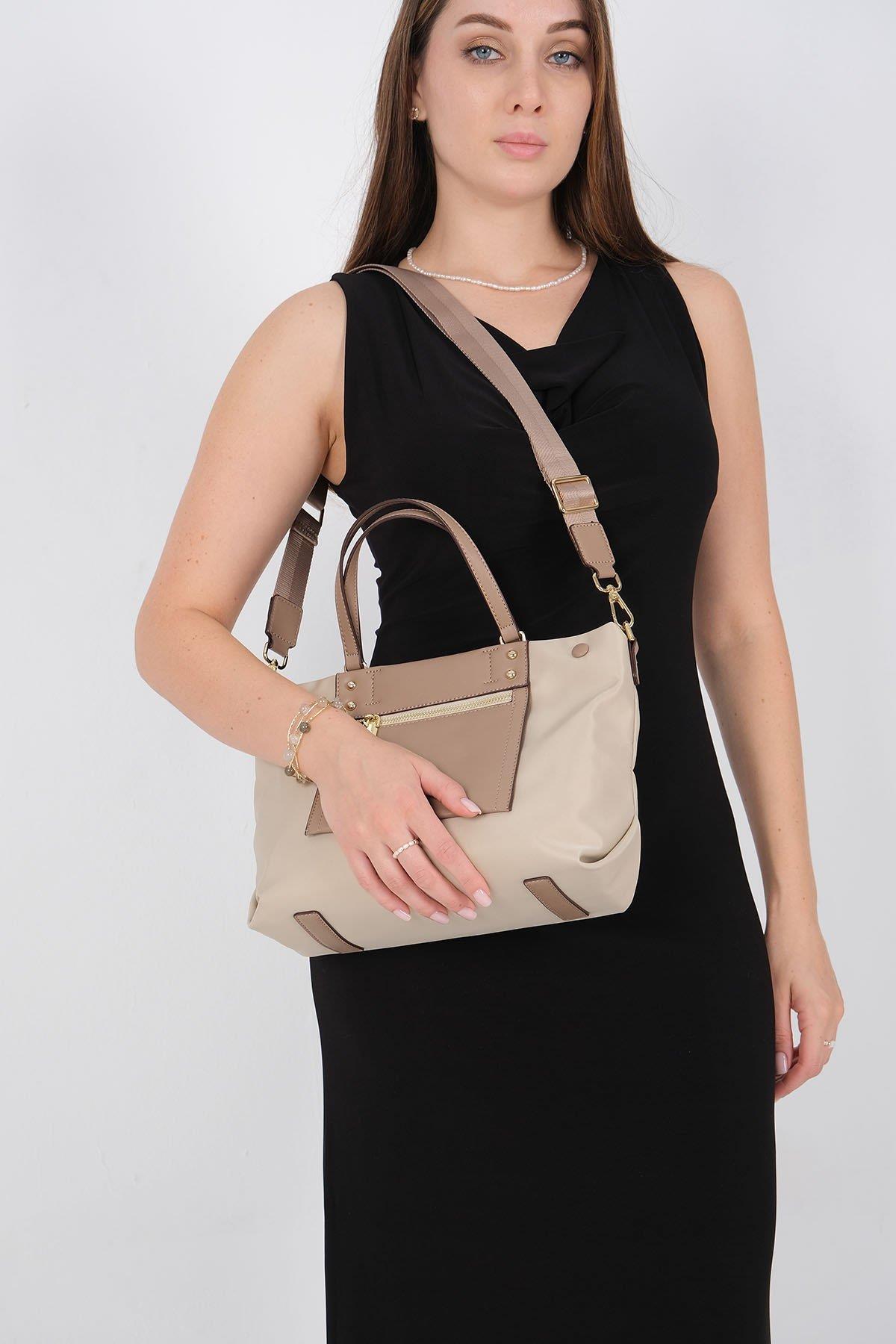 Silver & Polo SP1213 Kadın El Çantası Bej-Kum 4 Дамска чанта Silver Polo SP1213 бежова – елегантна ежедневна чанта с цип