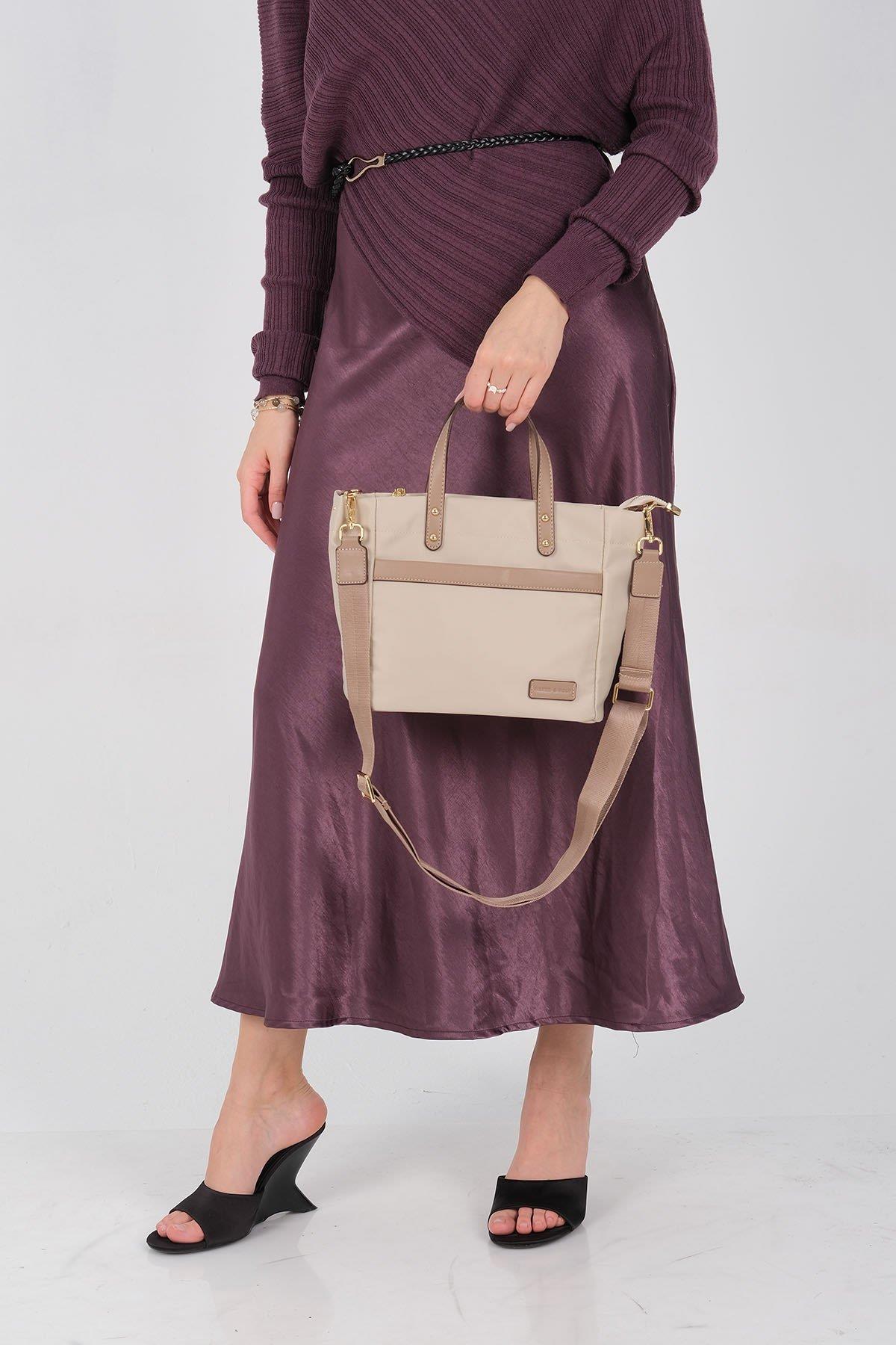 Silver & Polo SP1213 Kadın El Çantası Bej-Kum 6 Дамска чанта Silver Polo SP1213 бежова – елегантна ежедневна чанта с цип