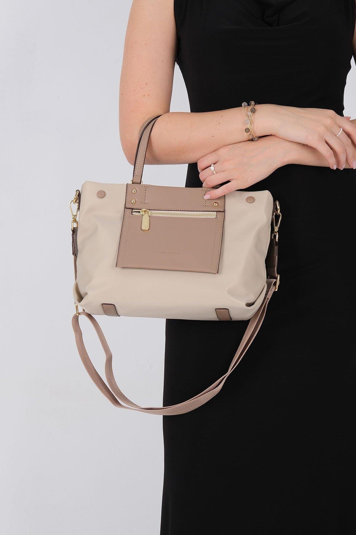 Silver & Polo SP1213 Kadın El Çantası Bej-Kum Дамска чанта Silver Polo SP1213 бежова – елегантна ежедневна чанта с цип