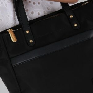 Silver & Polo SP1214 Kadın El Çantası Siyah 4 Дамска чанта Silver & Polo SP1214 черна от тъкан сатен с дръжки и дълга презрамка