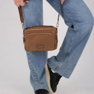 Дамска чанта за през рамо Silver & Polo SP1221 в тютюнев цвят с цип и регулируема презрамка