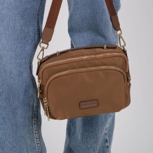 Дамска чанта за през рамо Silver & Polo SP1221 в тютюнев цвят с цип и регулируема презрамка