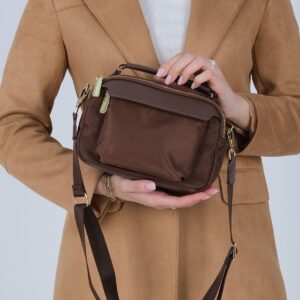 Дамска чанта Silver & Polo SP1222 в цвят кафе от тъкан сатен с дълга регулируема презрамка