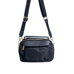 Черна дамска чанта Silver & Polo SP1222 от тъкан сатен с дълга регулируема презрамка