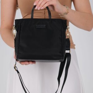 Дамска чанта Silver & Polo SP1225 черна от сатенена тъкан с дълга презрамка