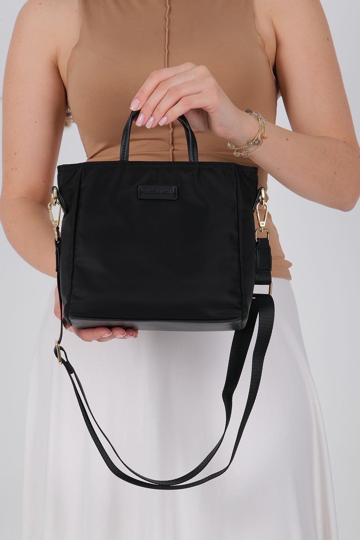 Silver & Polo SP1225 Kadın El Çantası Siyah 1 Дамска чанта Silver & Polo SP1225 черна от сатенена тъкан с дълга презрамка