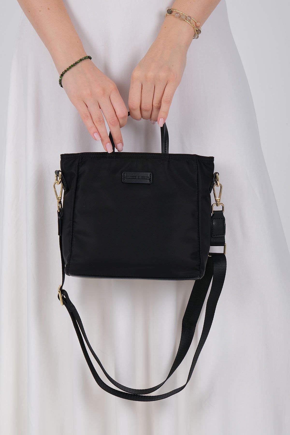 Silver & Polo SP1225 Kadın El Çantası Siyah 4 Дамска чанта Silver & Polo SP1225 черна от сатенена тъкан с дълга презрамка