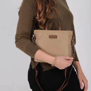 Дамска чанта Silver & Polo SP1225 визон камел от сатенена тъкан с дълга презрамка